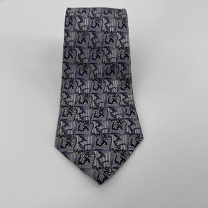 HUGO BOSS Mens Silk Necktie Patterned Purple Gray Designer Fashion